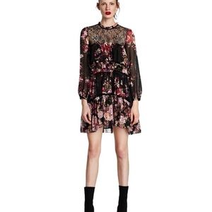 Zara Dark Floral Lace Blogger Dress